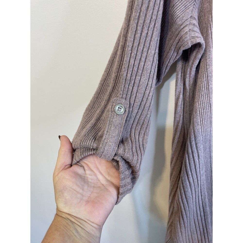 AGB Dress‎ Blush Ribbed Knit 1x Roll Sleeves Necklace Lagenlook Minimal Comfort - Picture 3 of 6